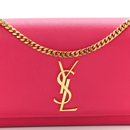 Saint Laurent Grain De Poudre Medium Monogram Kate Satchel Lipstick Fuchsia 7 of 9