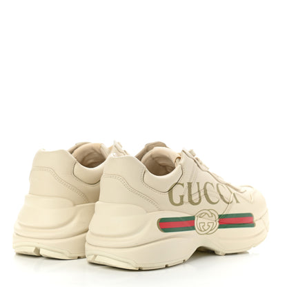 Gucci Calfskin Logo Womens Rhyton Sneakers 35.5 Ivory 4 of 11