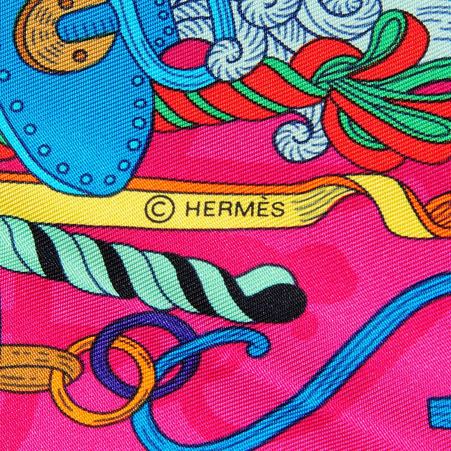 Hermes Silk Bouquets Sellier Scarf 90 Violet Jaune Vif Fuchsia 5 of 7