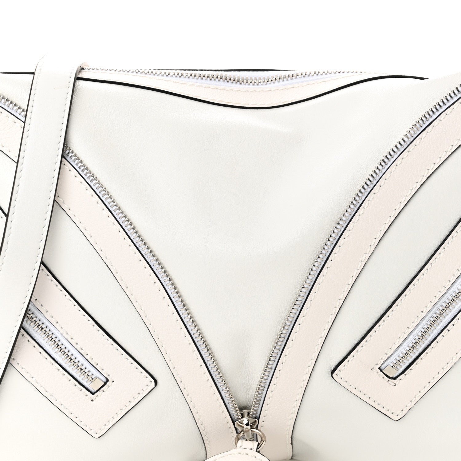 Versace Calfskin Medium Repeat Zip Hobo Optical White 7 of 9
