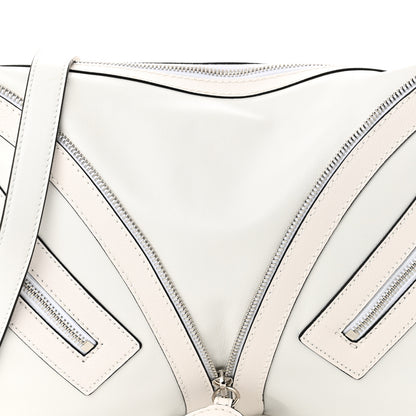 Versace Calfskin Medium Repeat Zip Hobo Optical White 7 of 9