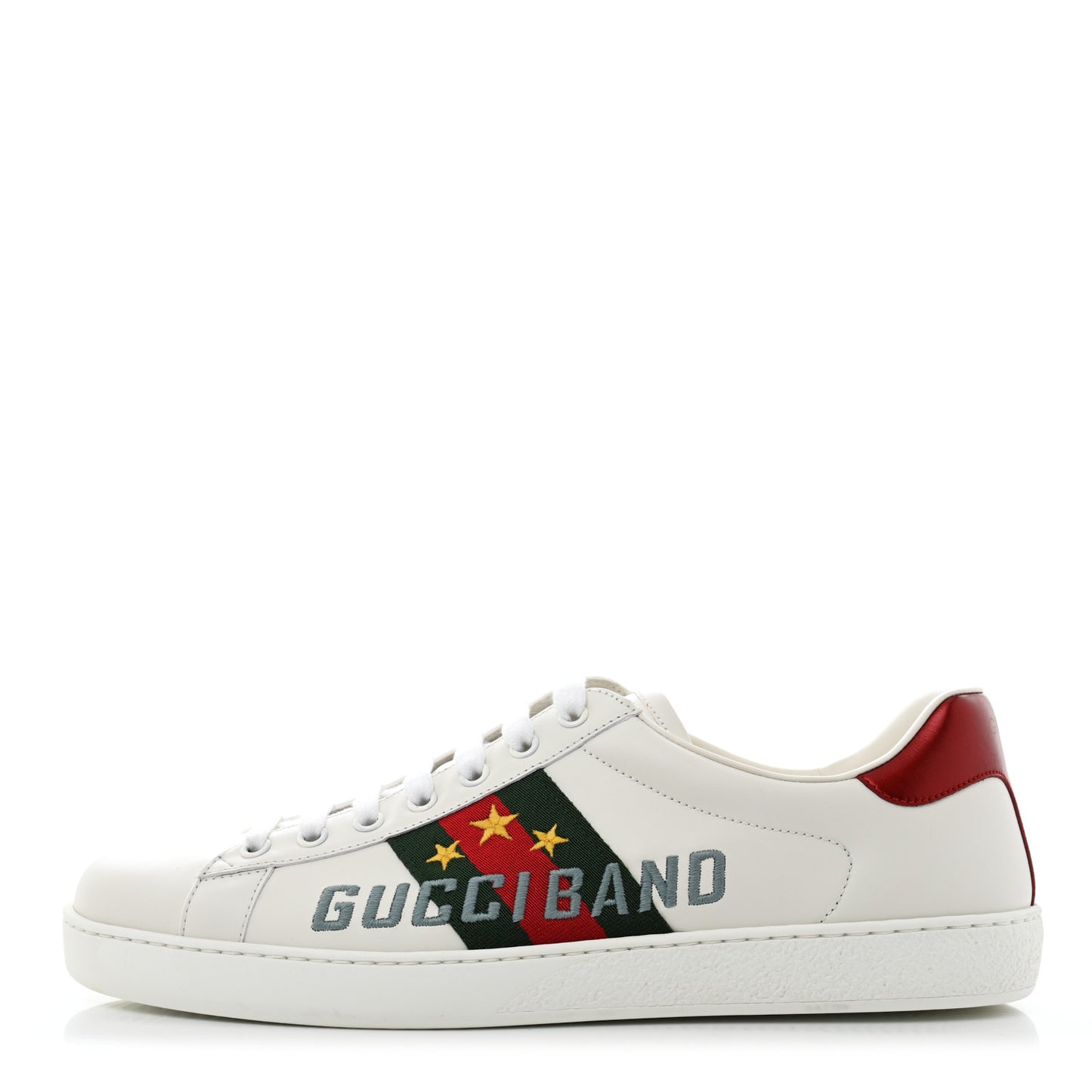 Calfskin Web Mens Gucci Band Ace Sneakers 9.5 White