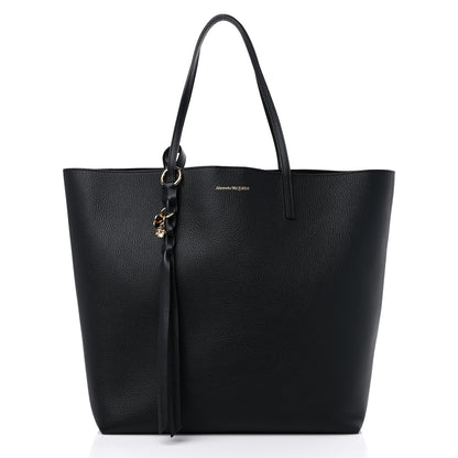 Alexander McQueen Grained Calfskin Skull Open Shopper Tote Black 3 of 9