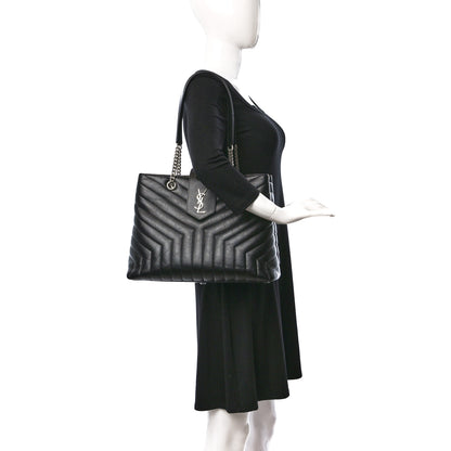 Saint Laurent Calfskin Y Quilted Monogram Large Loulou Shopper Black 2 of 10