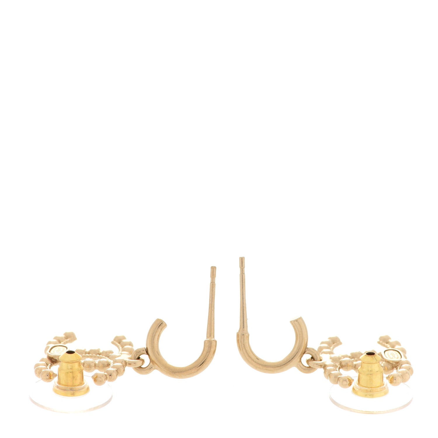 Chanel Metal Bead CC Drop Earrings Gold 3 of 5