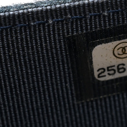 Chanel Metallic Caviar Quilted Flap Card Holder Wallet Dark Blue 9 of 10