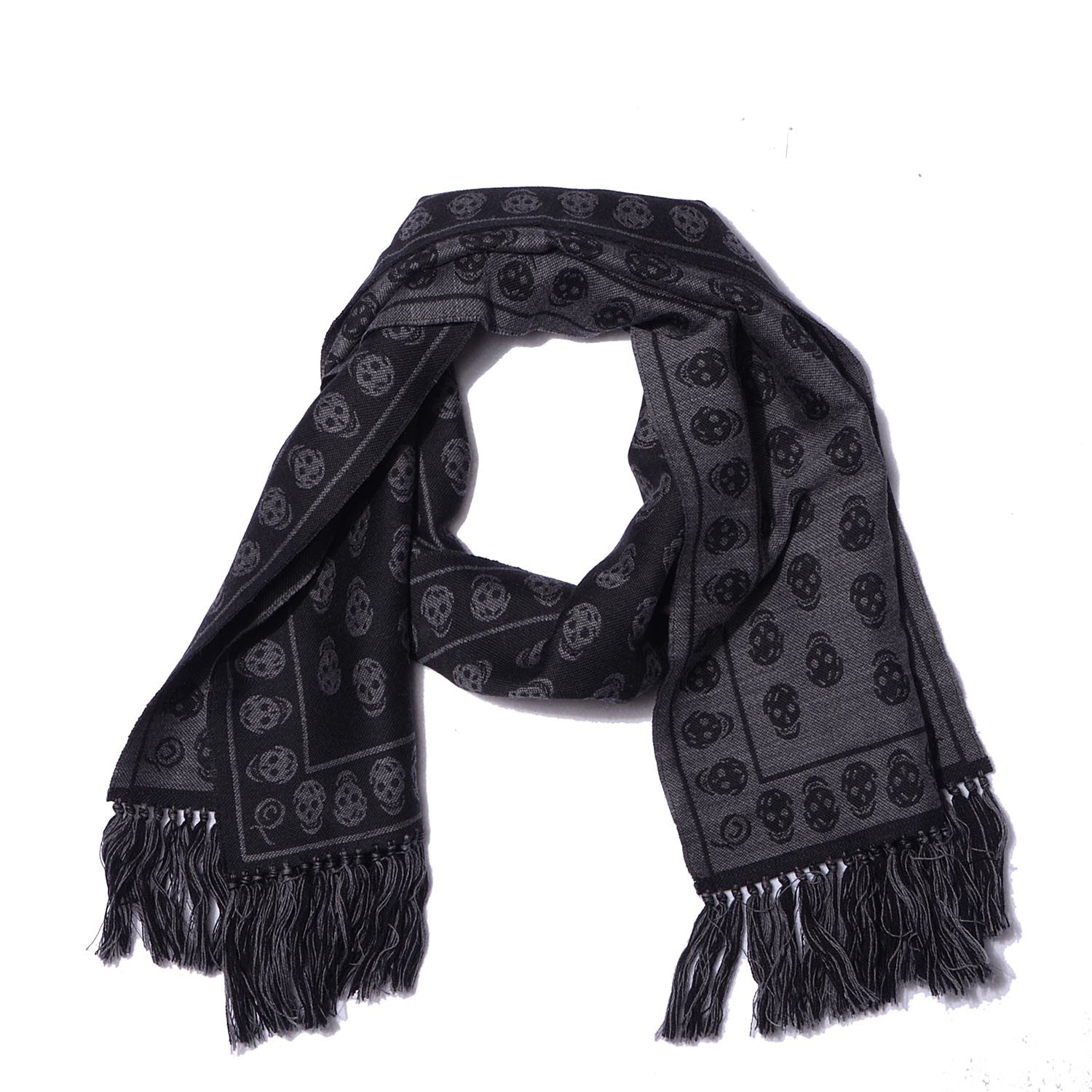 Alexander McQueen Wool Silk Large Skull Scarf Grey 1 of 4