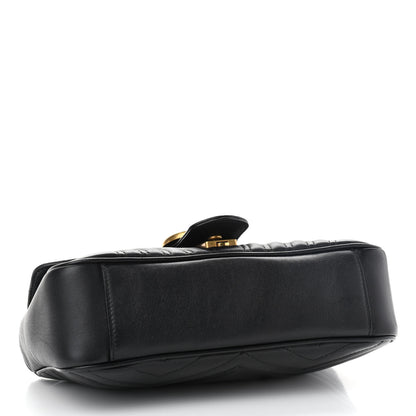 Gucci Calfskin Matelasse Small GG Marmont Shoulder Bag Black 4 of 12