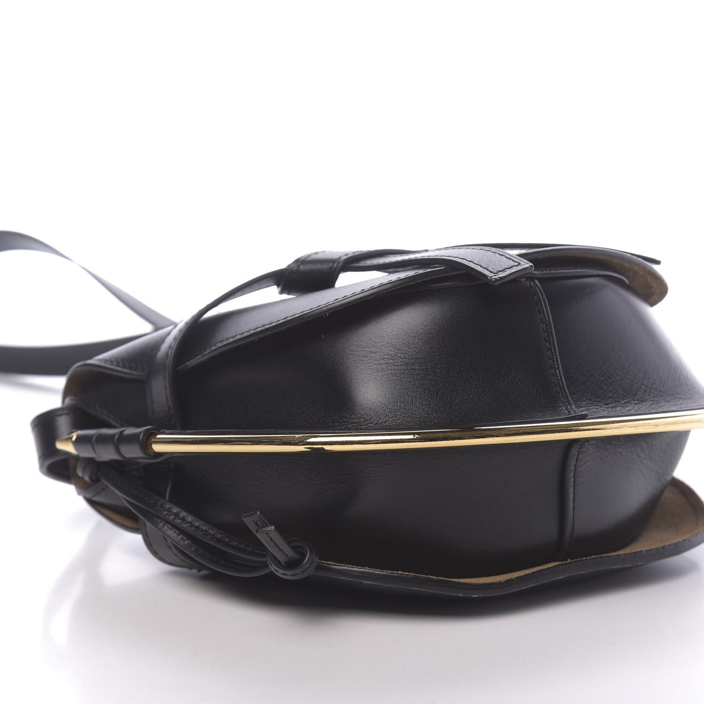 Calfskin Small Metal Gate Crossbody Bag Black