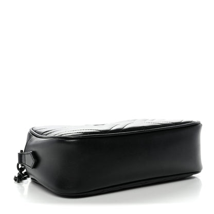 Gucci Calfskin Matelasse Monochrome Small GG Marmont Chain Shoulder Bag Black 4 of 13