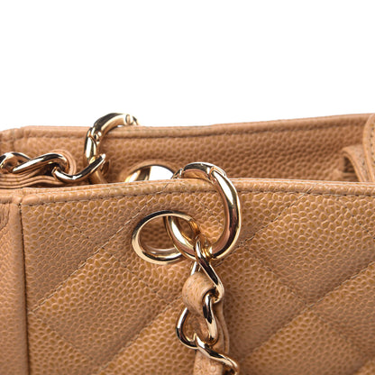 Chanel Caviar Quilted Petit Shopping Tote PST Dark Beige 10 of 14