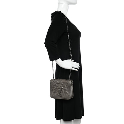 Saint Laurent Metallic Calfskin Matelasse Monogram Niki Chain Wallet Platinum 2 of 13