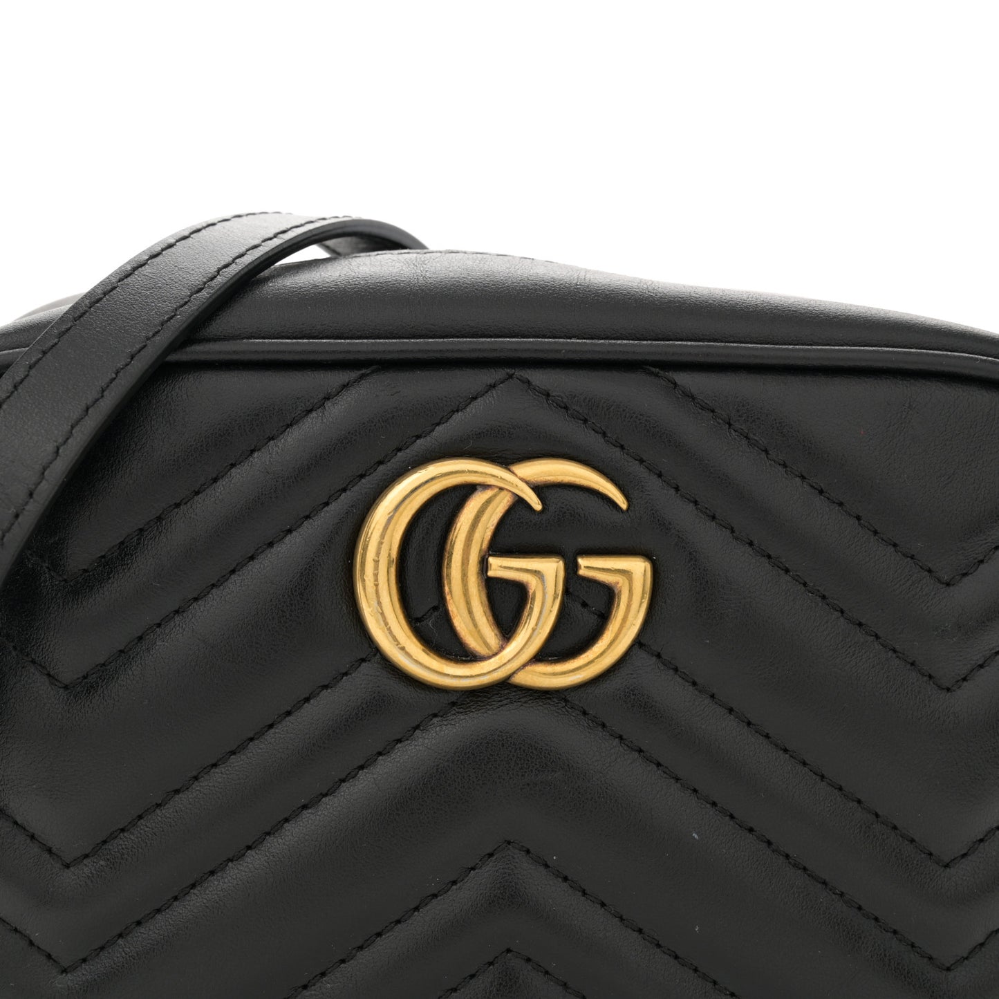 Calfskin Matelasse Mini GG Marmont Chain Shoulder Bag Black