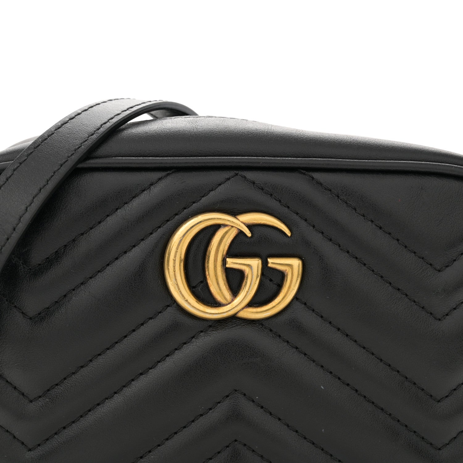 Gucci Calfskin Matelasse Mini GG Marmont Chain Shoulder Bag Black 8 of 11