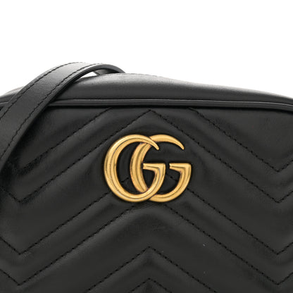 Gucci Calfskin Matelasse Mini GG Marmont Chain Shoulder Bag Black 8 of 11