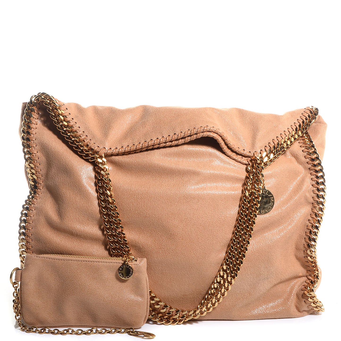 Faux Leather Shaggy Deer Large Falabella Fold Over Tote