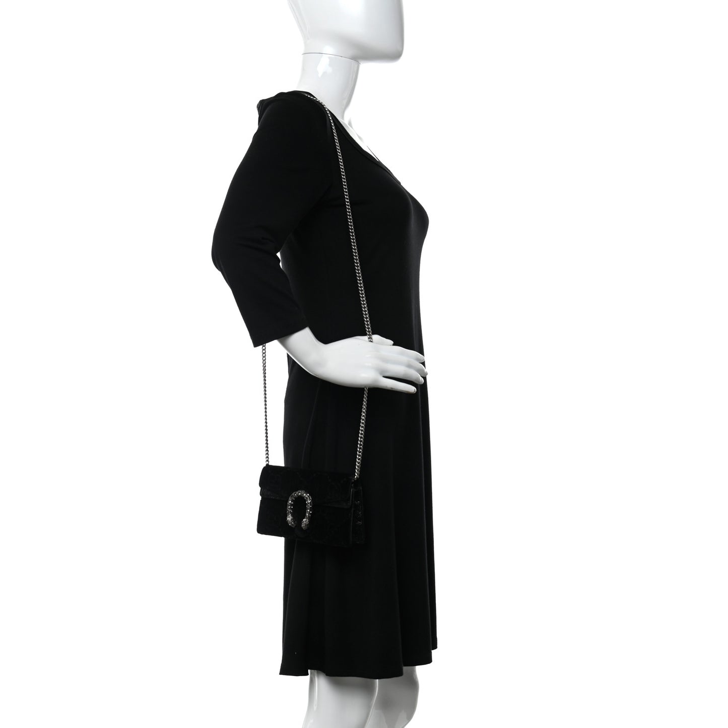 Velvet GG Monogram Super Mini Dionysus Shoulder Bag Black