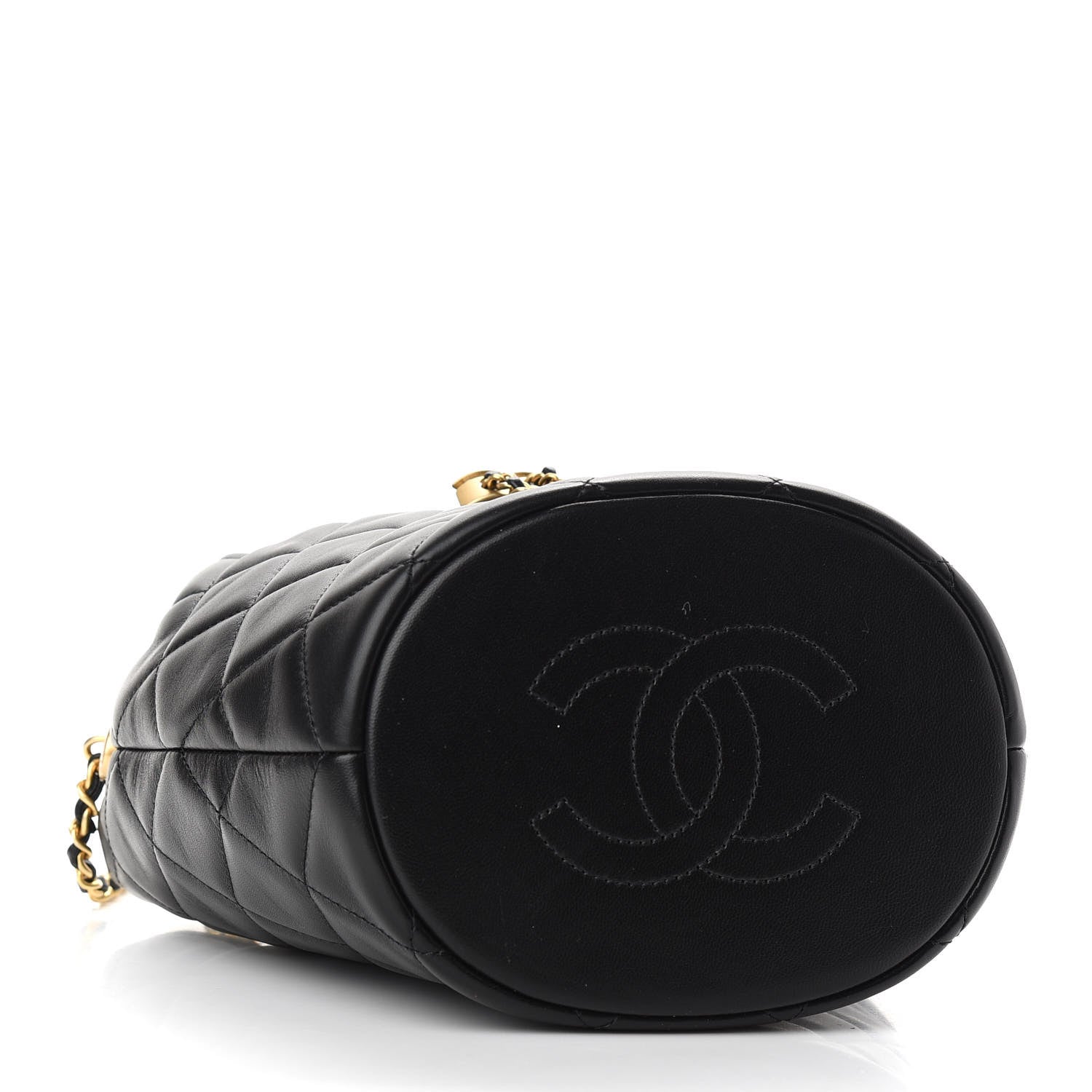 Chanel Lambskin Quilted My Perfect Chain Bucket Drawstring Bag Black 4 of 9