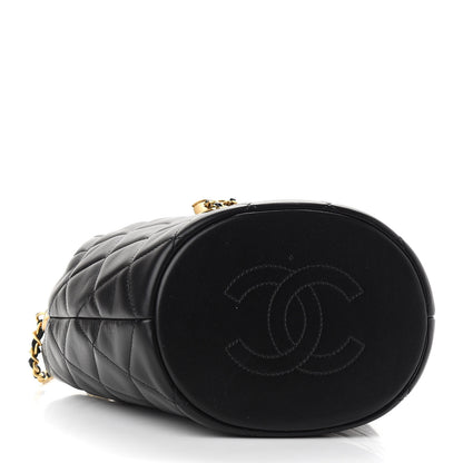 Chanel Lambskin Quilted My Perfect Chain Bucket Drawstring Bag Black 4 of 9