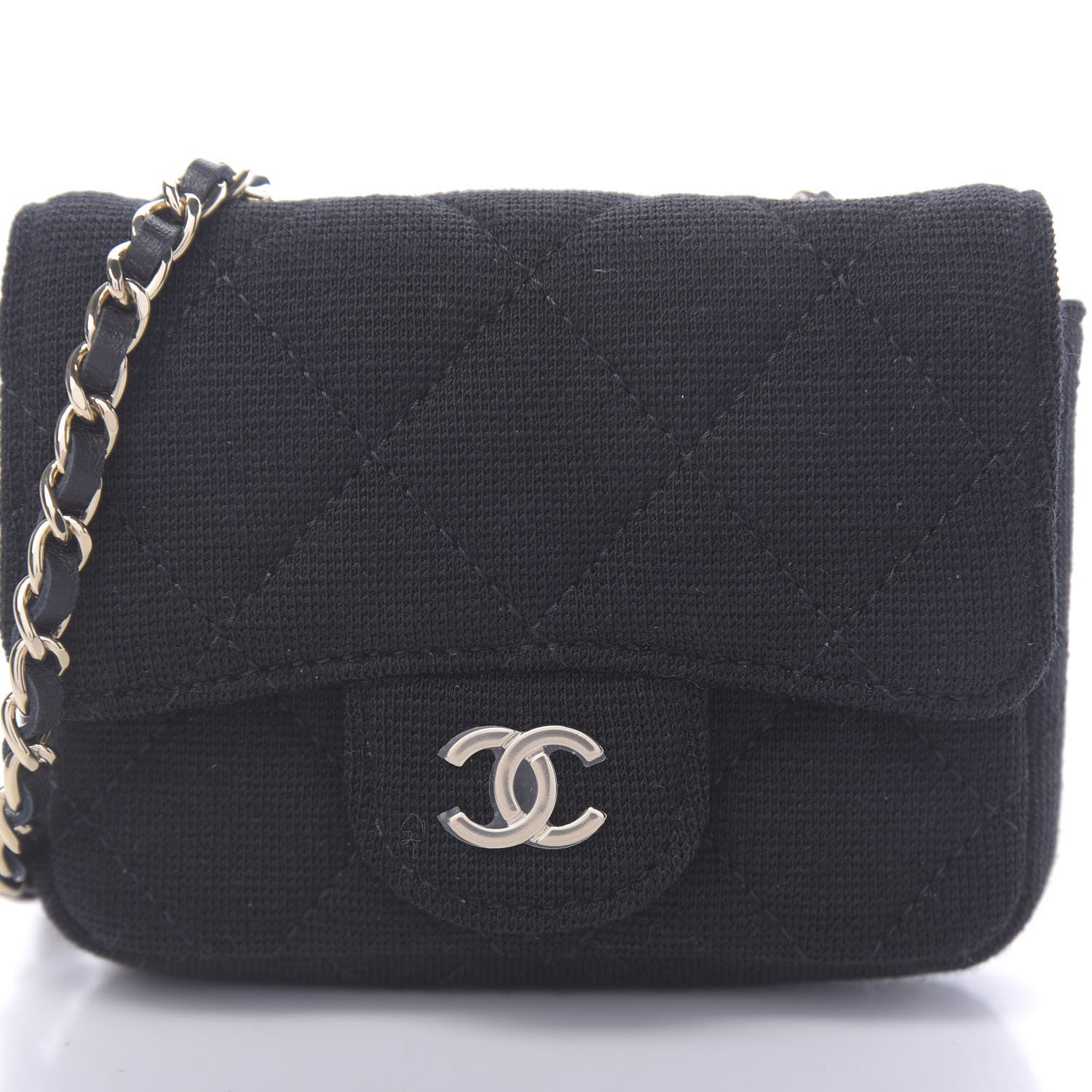 Chanel Jersey Quilted Belt Bag Black 10 of 11