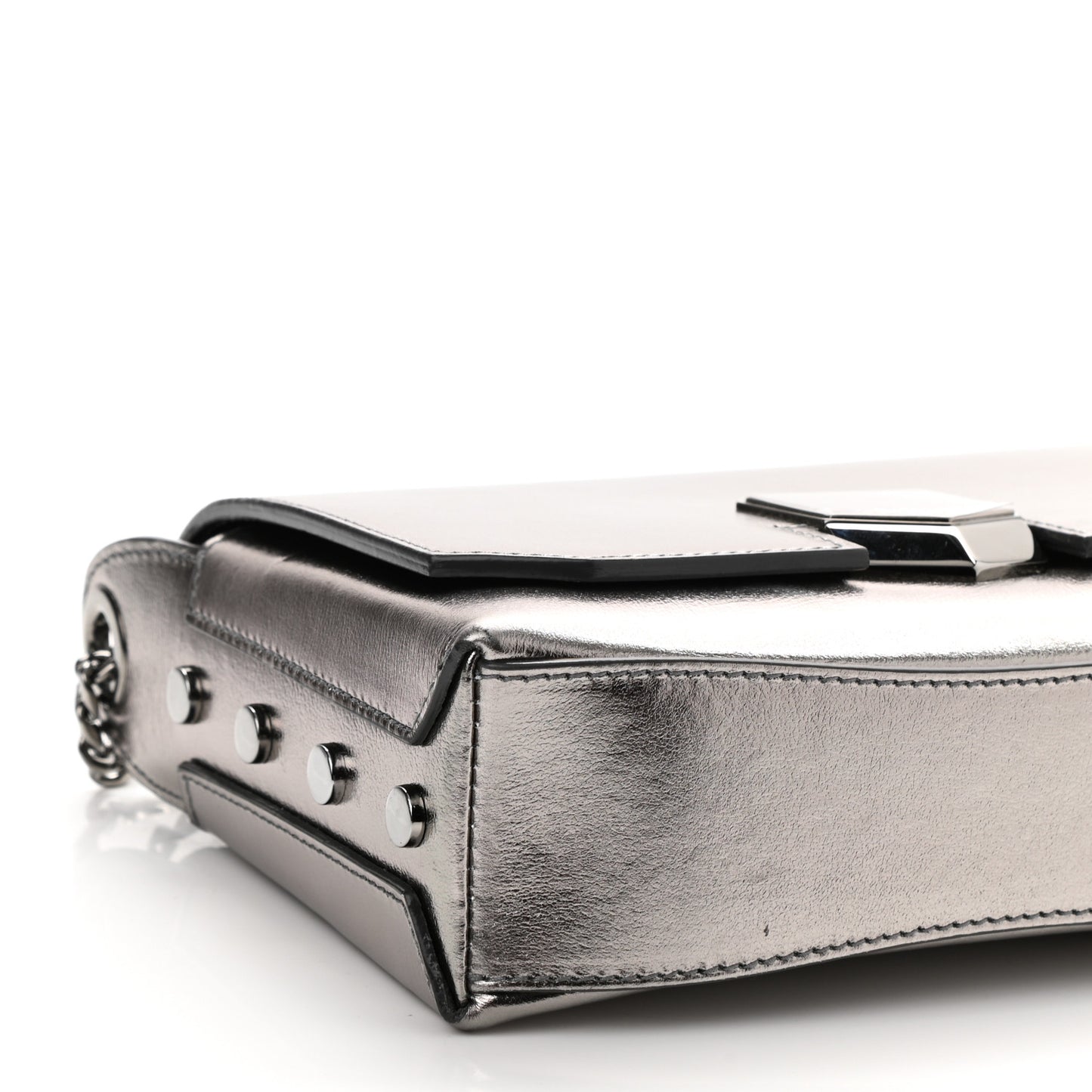 Smooth Calfskin Lockett City Shoulder Bag Silver