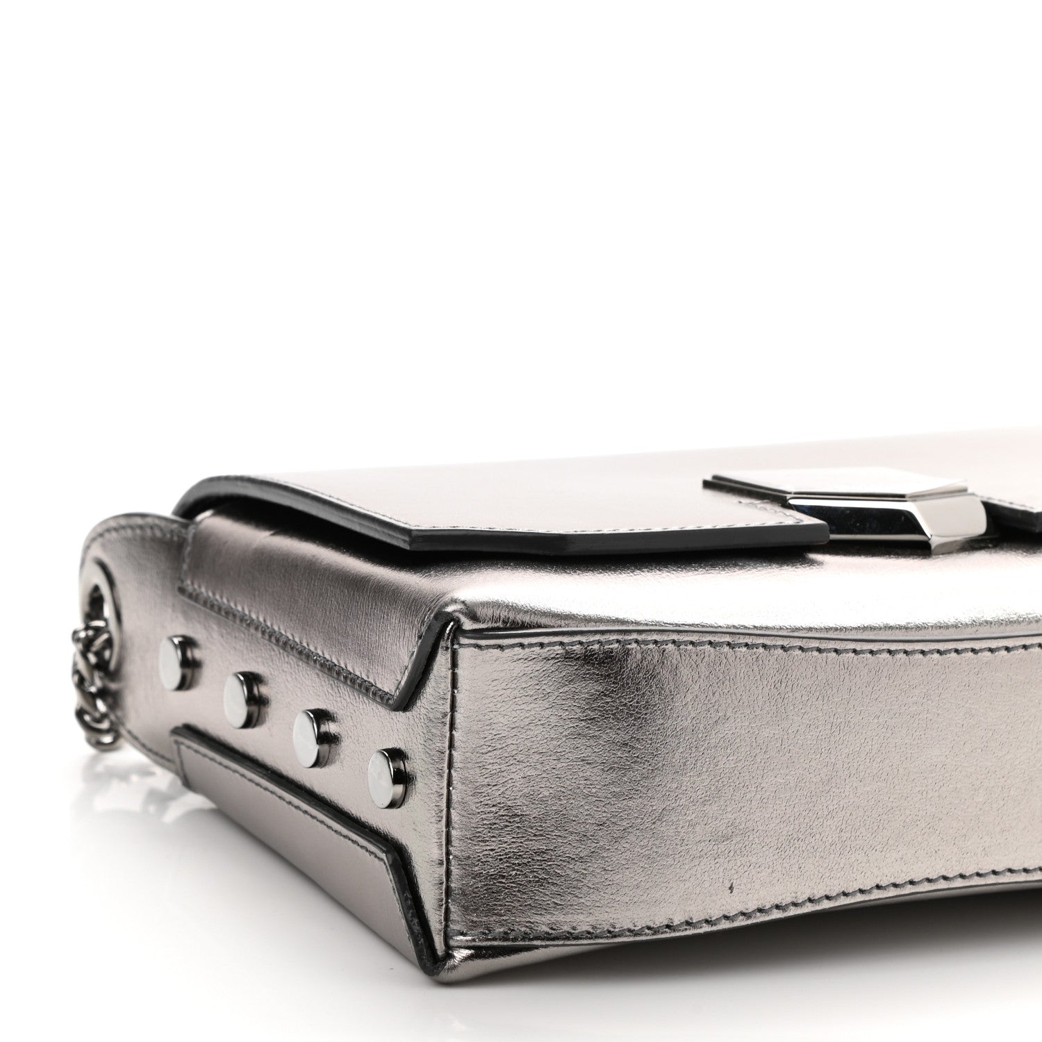 Jimmy Choo Smooth Calfskin Lockett City Shoulder Bag Silver 8 of 9
