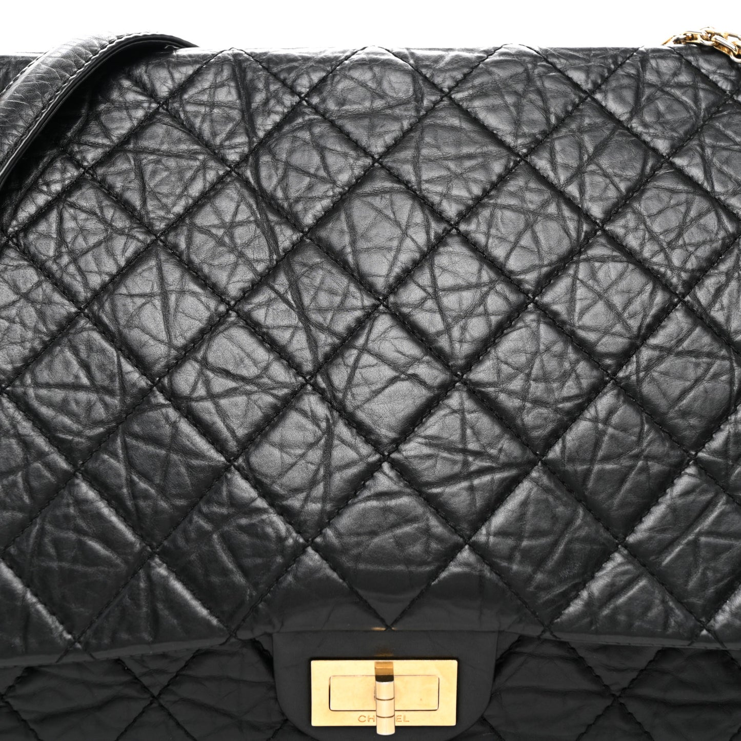 Aged Calfskin Quilted 2.55 Reissue 228 Flap Black