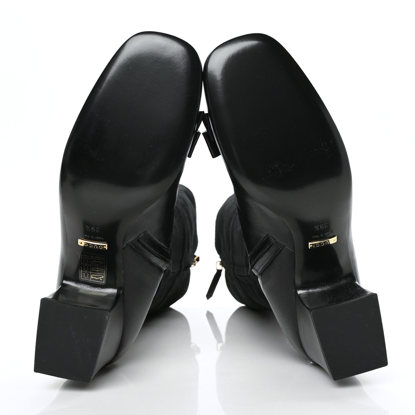 Suede Malaga Kid Knee High Bow Crystal Heel Boots 39.5 Black