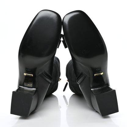 Gucci Suede Malaga Kid Knee High Bow Crystal Heel Boots 39.5 Black 5 of 6