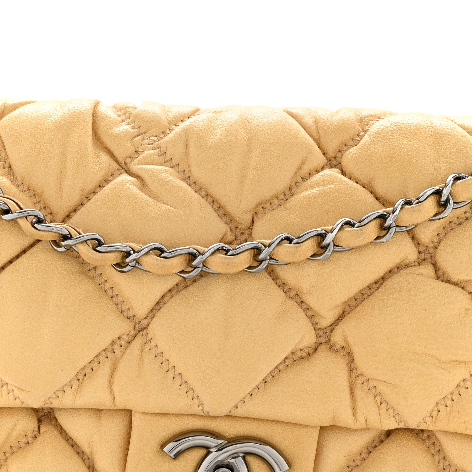 Chanel Calfskin Quilted Medium Bubble Quilt Flap Bag Beige 8 of 14