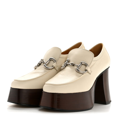 Gucci Malaga Kid Horsebit Platform Loafers 35 Mystic White 4 of 11