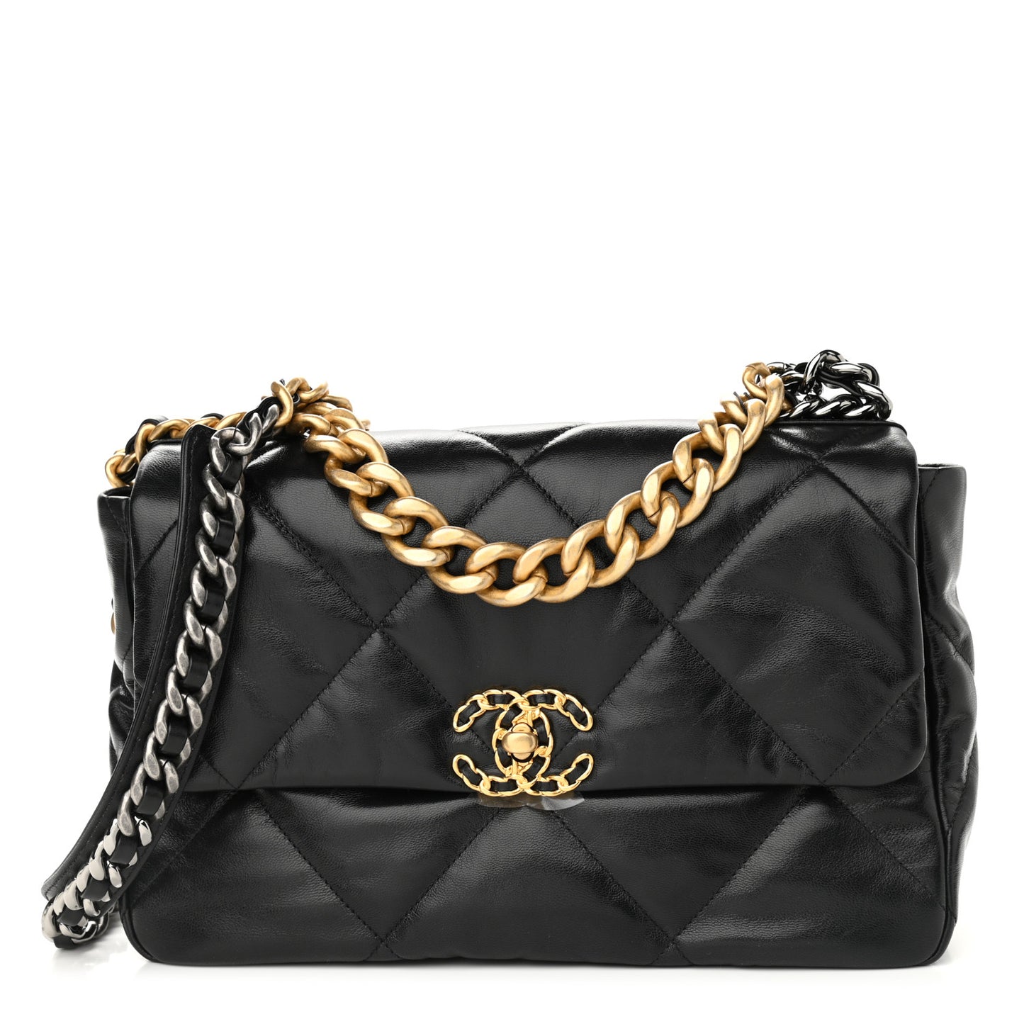 Lambskin Quilted Large Chanel 19 Flap Black