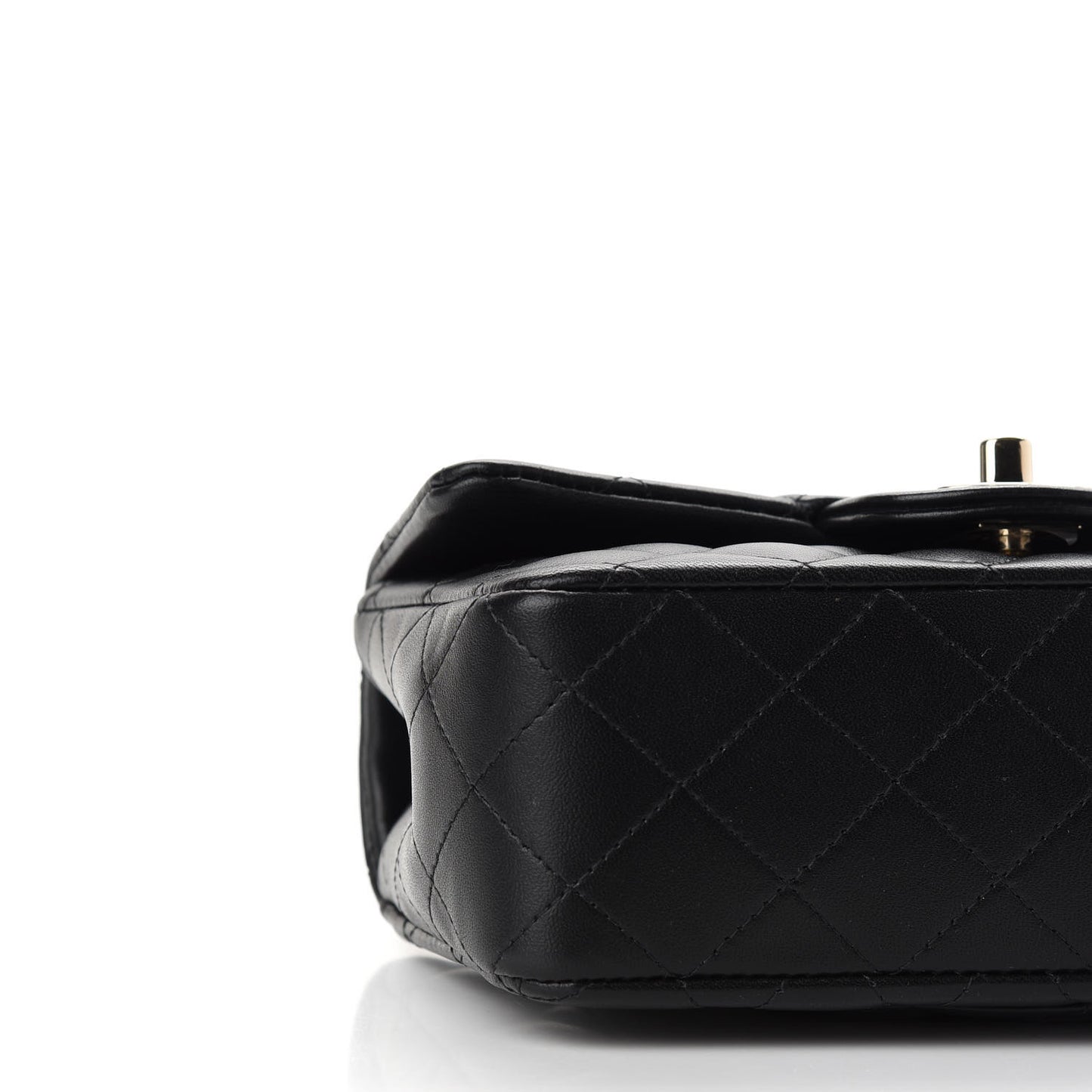 Lambskin Quilted Mini Lion Charm Top Handle Rectangular Flap Black