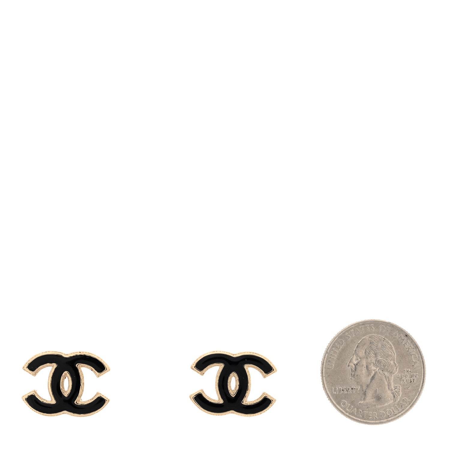 Chanel Metal Enamel CC Earrings Black Gold 2 of 5