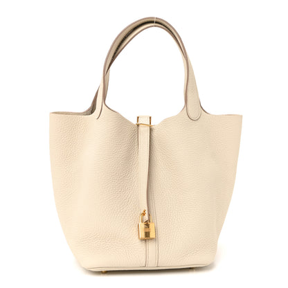 Hermes Taurillon Clemence Picotin Lock 22 MM Beton 2 of 19