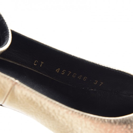 Saint Laurent Metallic Calfskin Babies 40 Ankle Strap Pumps 37 Gold 7 of 14