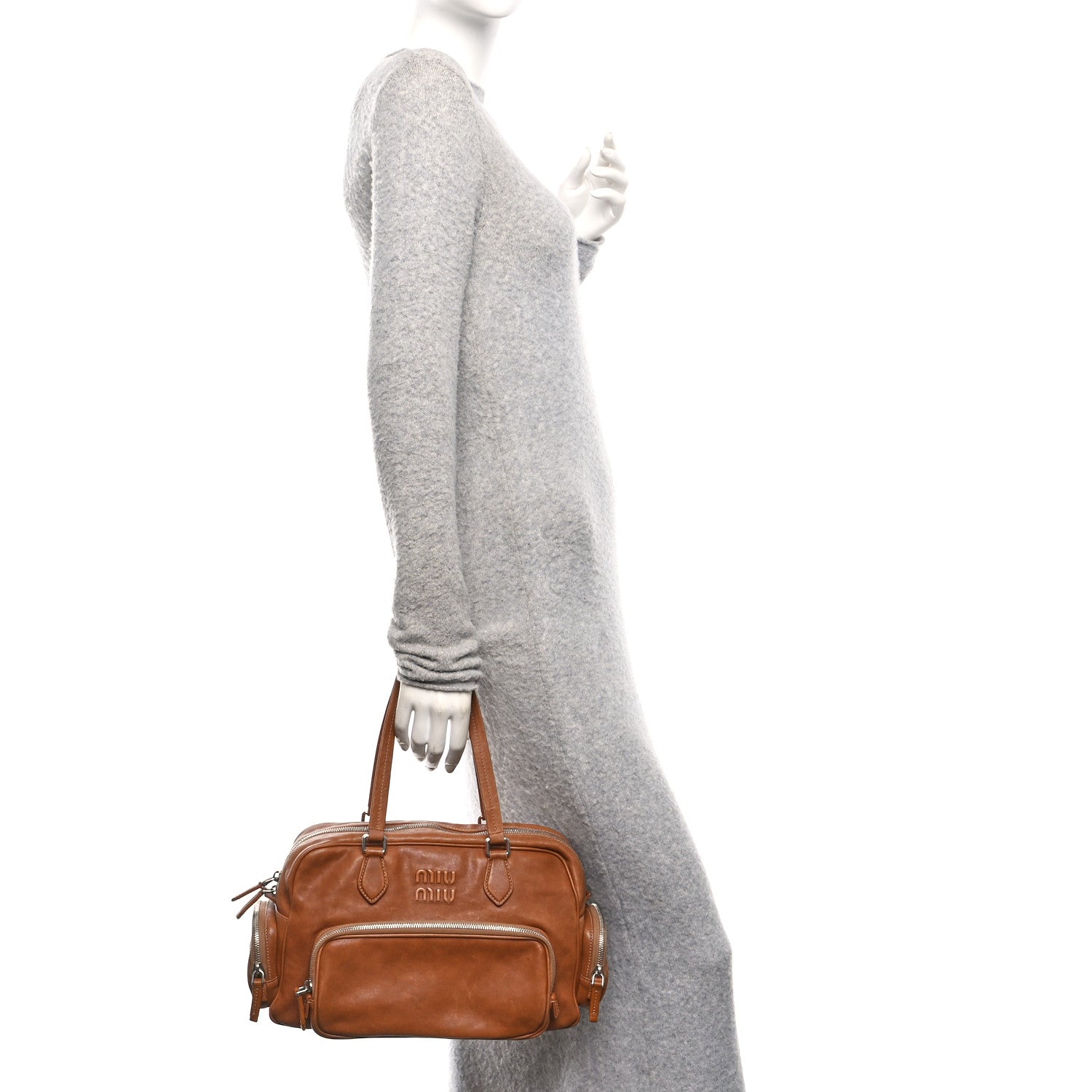 Miu Miu Nappa Pocket Top Handle Bag Caramel 2 of 9