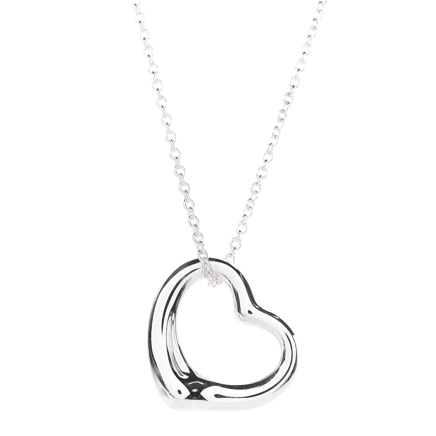 Tiffany Sterling Silver 22mm Elsa Peretti Open Heart Pendant Necklace 4 of 8
