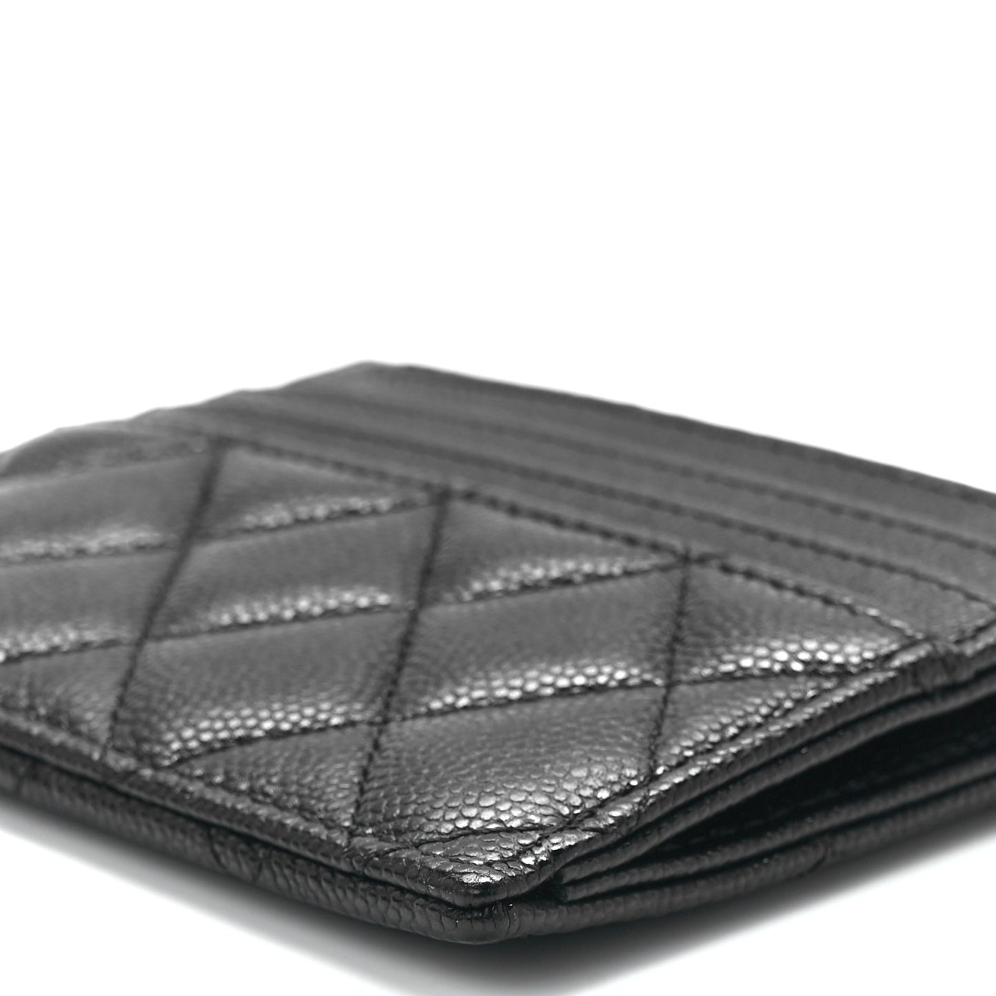 Caviar Quilted CC Zip Card Holder Black