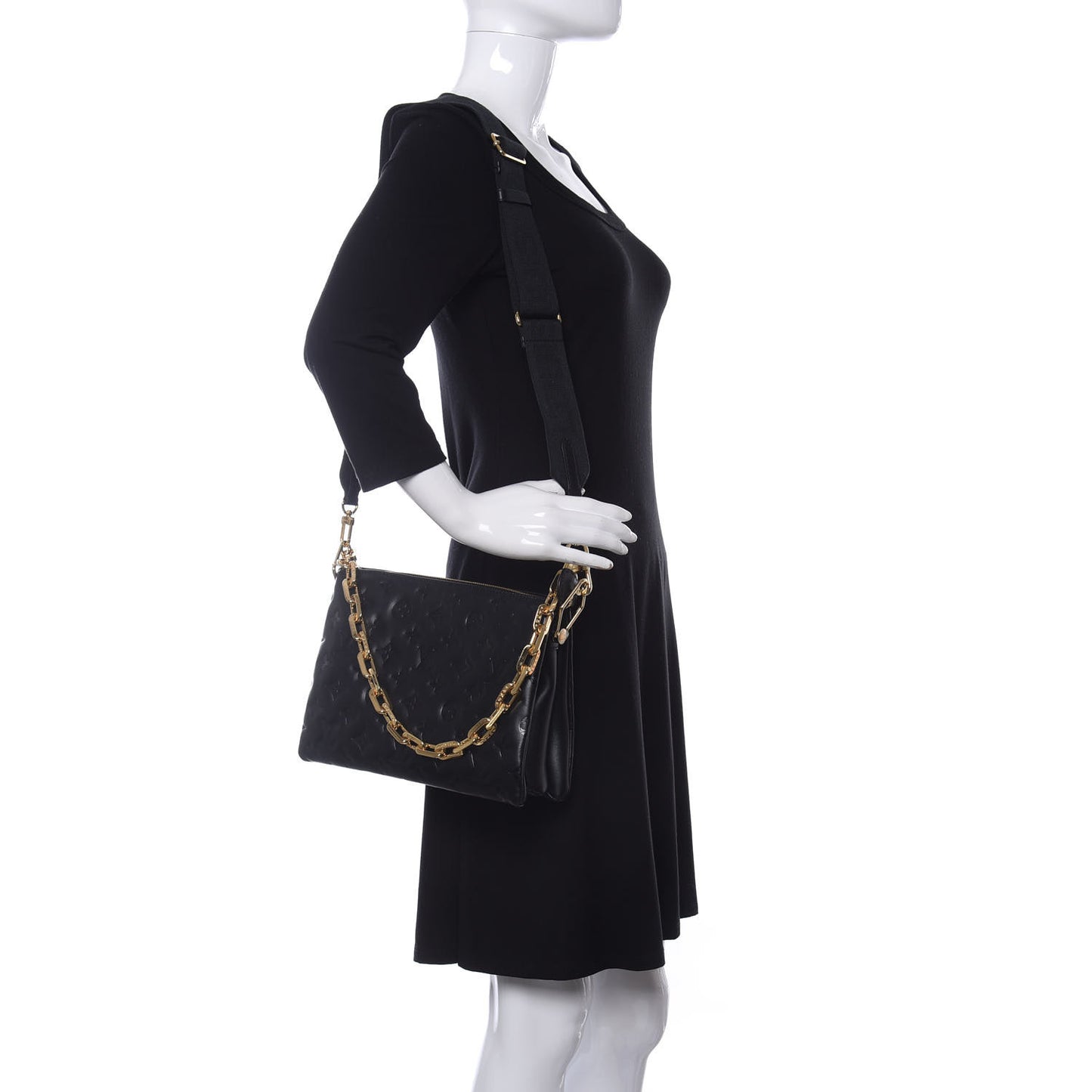 Lambskin Embossed Monogram Coussin PM Black