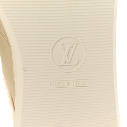 Louis Vuitton Suede Monogram Debossed Shearling Lous Open Back Sneakers 38 Light Beige 7 of 10