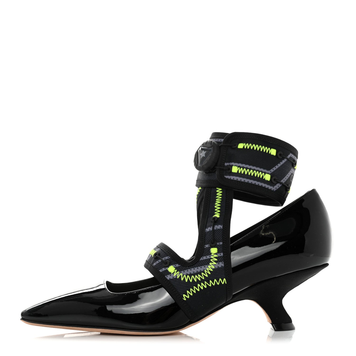 Christian Dior Patent 62-22 Pumps 38 Black Green 1 of 9