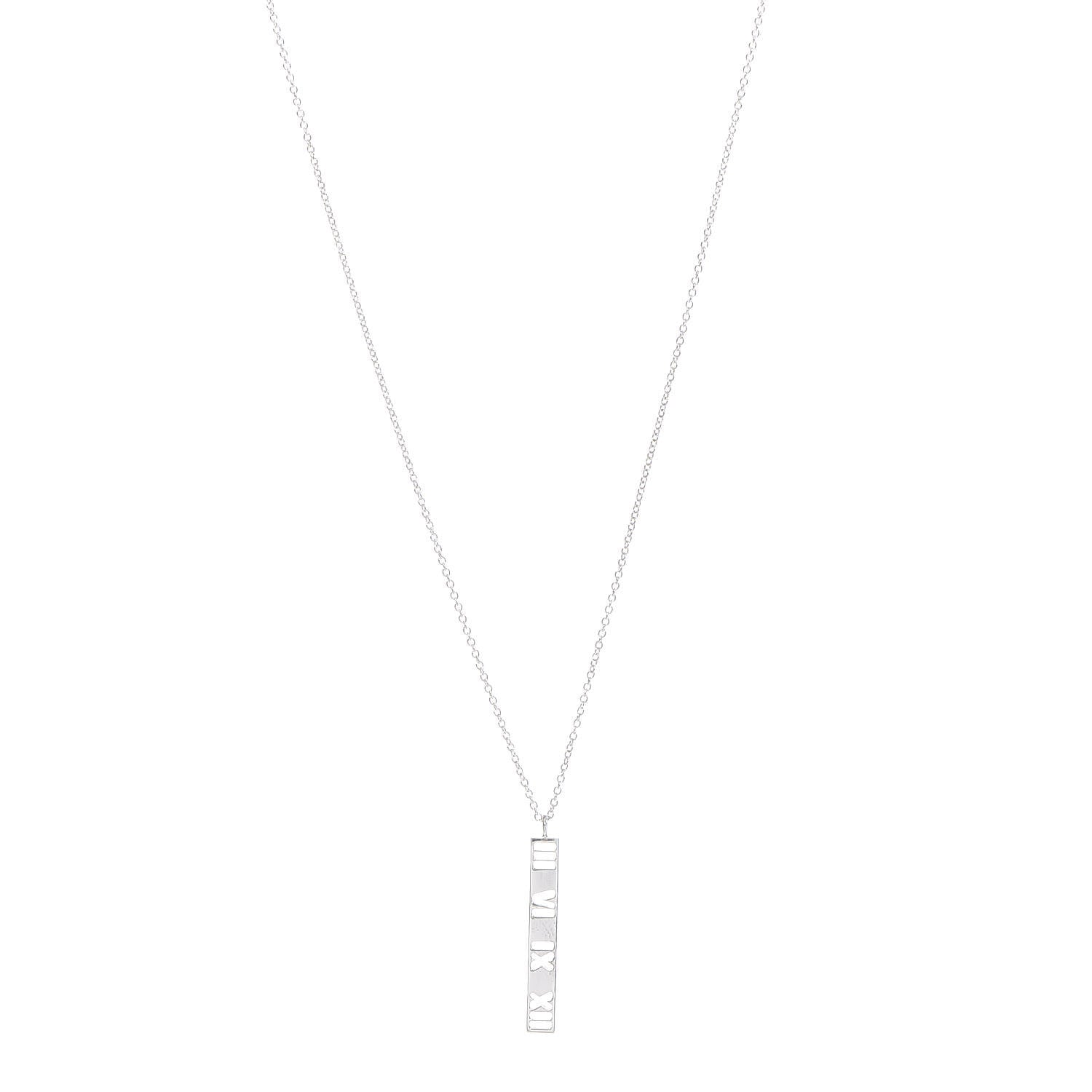 Tiffany Sterling Silver Atlas Bar Pendant Necklace 1 of 6
