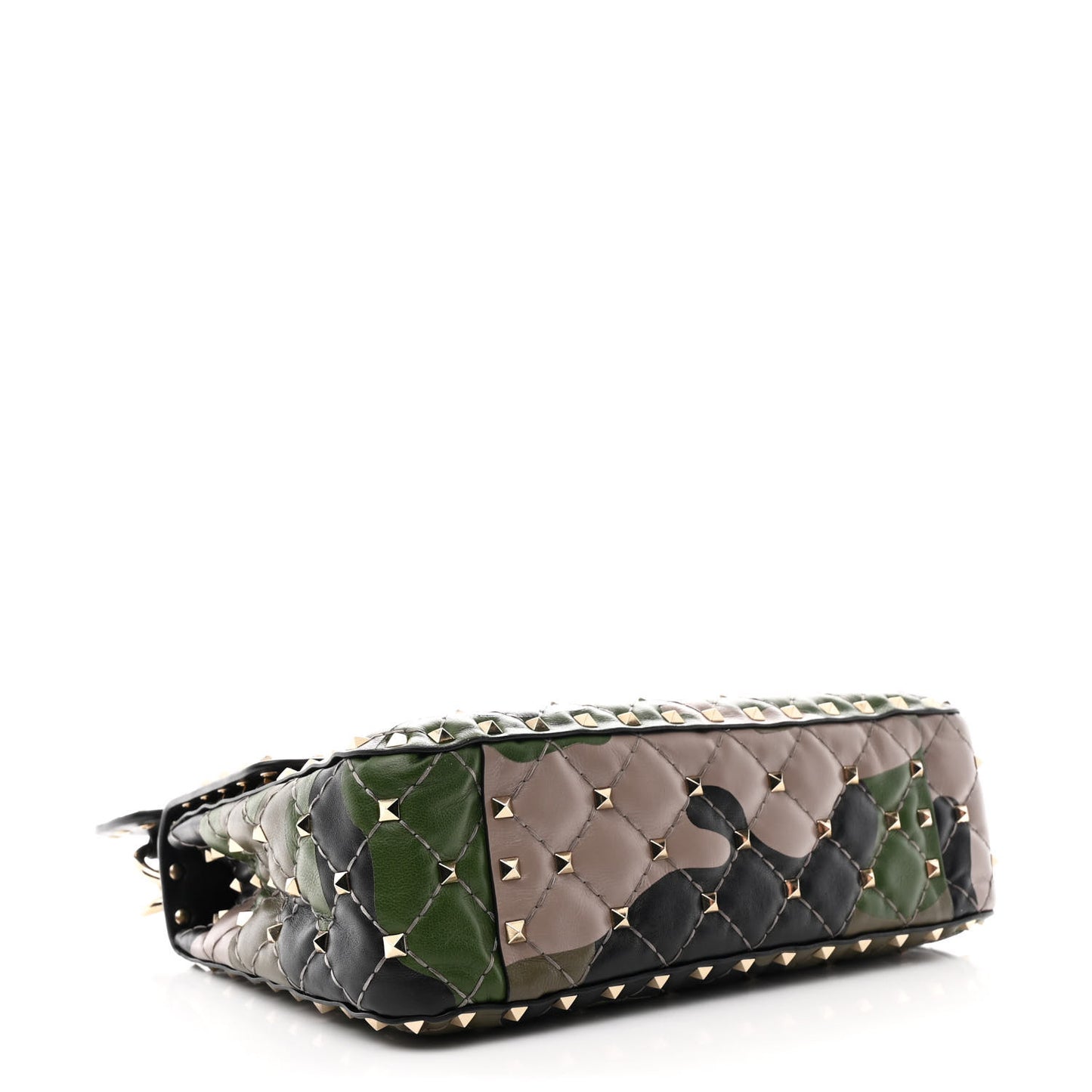 Nappa Camouflage Medium Rockstud Spike Shoulder Bag Verde Rouge