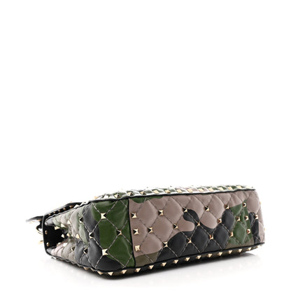 Valentino Garavani Nappa Camouflage Medium Rockstud Spike Shoulder Bag Verde Rouge 4 of 10