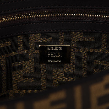 Fendi Fabric Jacquard FF 1974 Medium Baguette Tobacco Moro Black 8 of 10