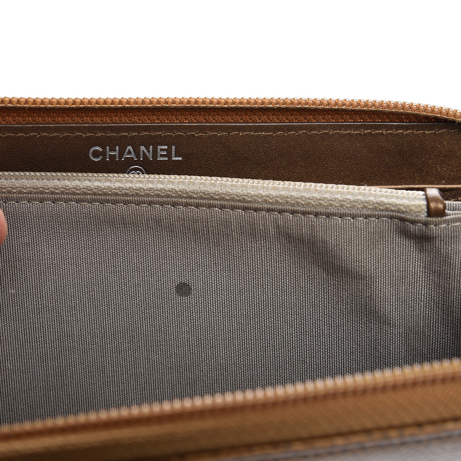Chanel Metallic Caviar Large Timeless CC Gusset Zip Around Wallet Dark Gold 9 of 9