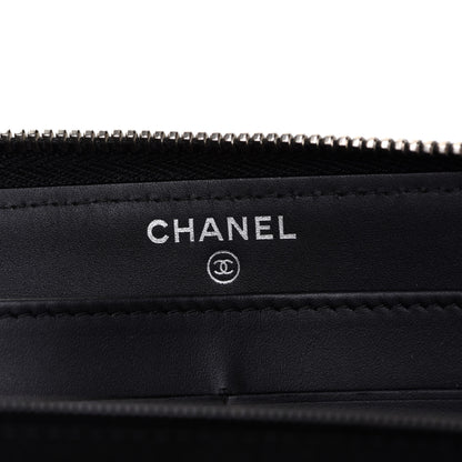 Chanel Patent Lambskin Quilted Zip Around Wallet Black 6 of 9