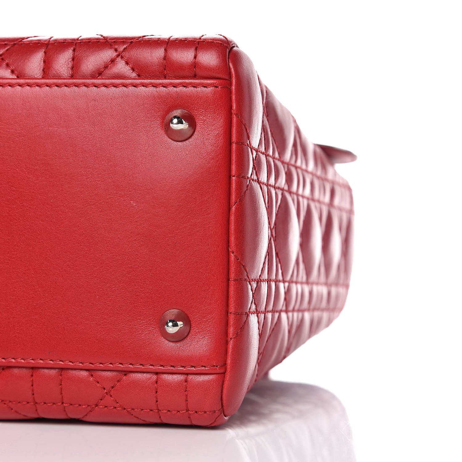 Christian Dior Lambskin Cannage Medium Lady Dior Red 6 of 9