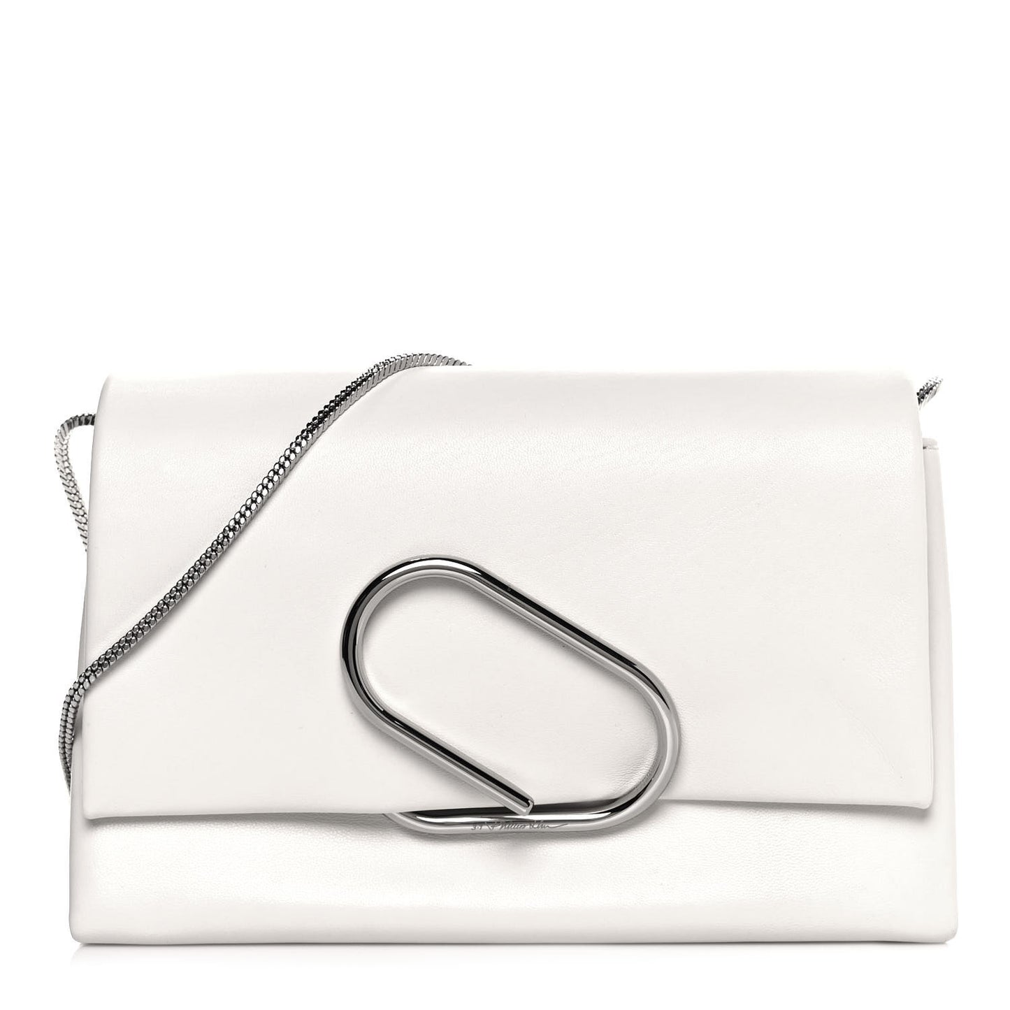 Calfskin Alix Soft Flap Clutch White